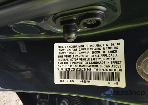 2018 Honda Civic Lx z USA, uszkodzony, nr VIN 19XFC2F5XJE024248